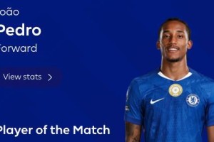 必赢-三球一助，若昂-佩德罗当选切尔西客战维拉全场最佳球员